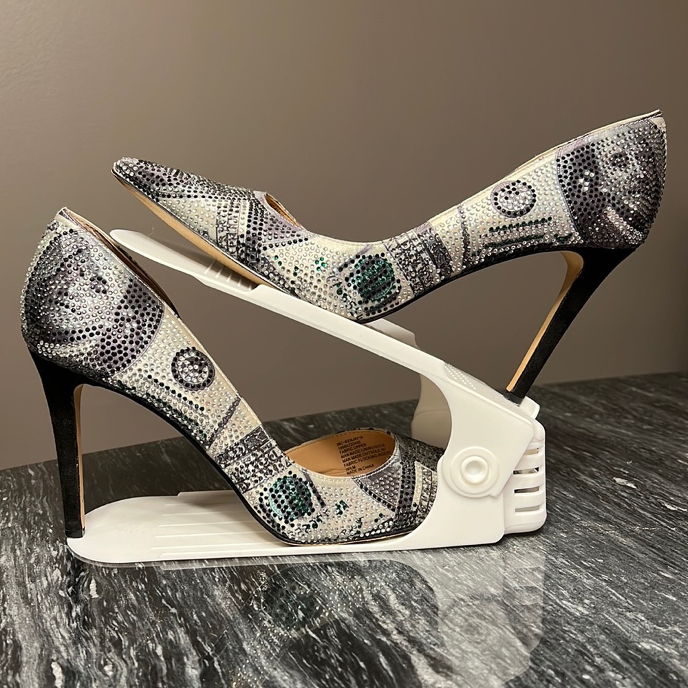Sparkly Money print High Heel Size 10.5 4 inch INC heel